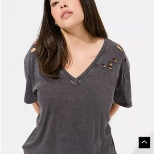 Torrid Gray Cut Out Short Sleeve T-Shirt